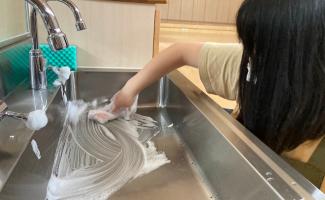 水道をピカピカに磨きます☆